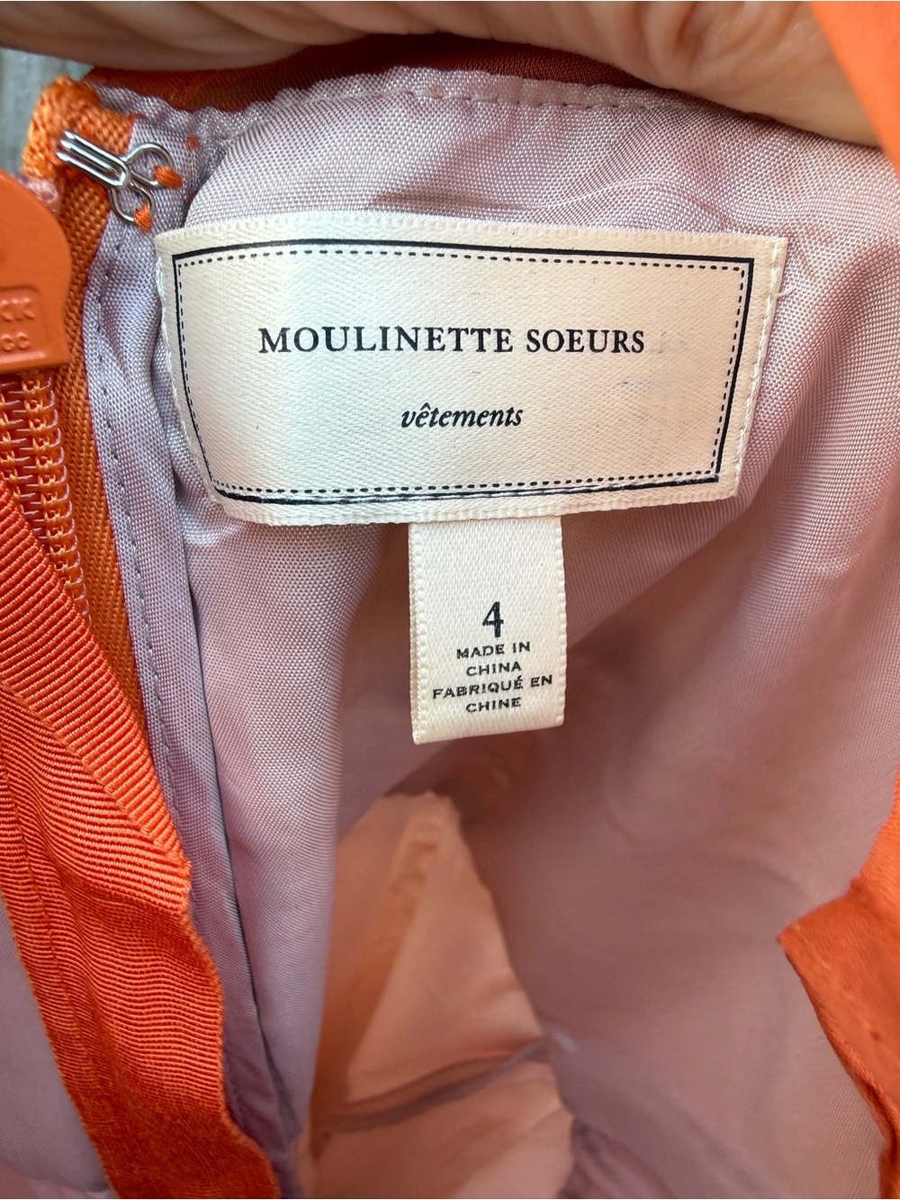 Anthropologie Moulinette Soeurs Calendula Orange Embroidered Organza Dress 4 - Picture 6 of 13